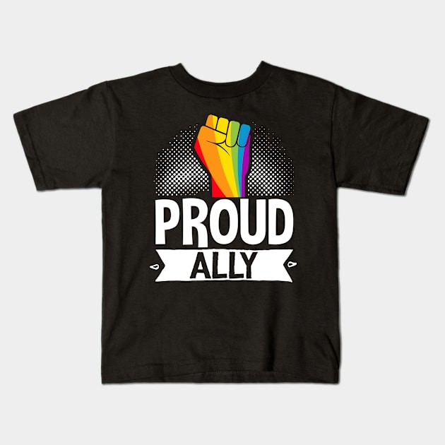 LGBT Gay Pride Month  Proud Ally  Fist Kids T-Shirt by Caskara